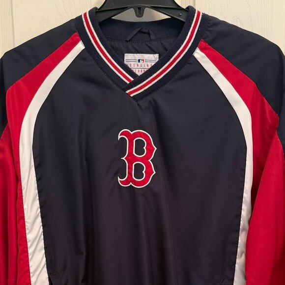 Vintage Boston Red Sox MLB Genuine Merchandise Navy Red Pullover Jacket Size X - Picture 2 of 8